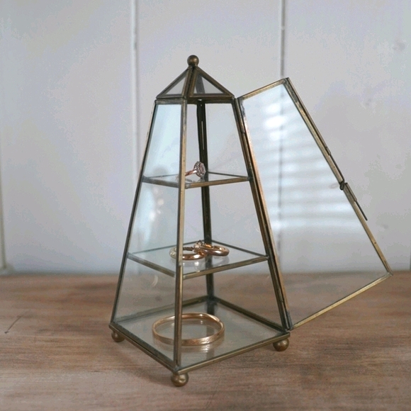 Anthropologie Other - Glass + Brass Jewelry Holder Organizer Stand